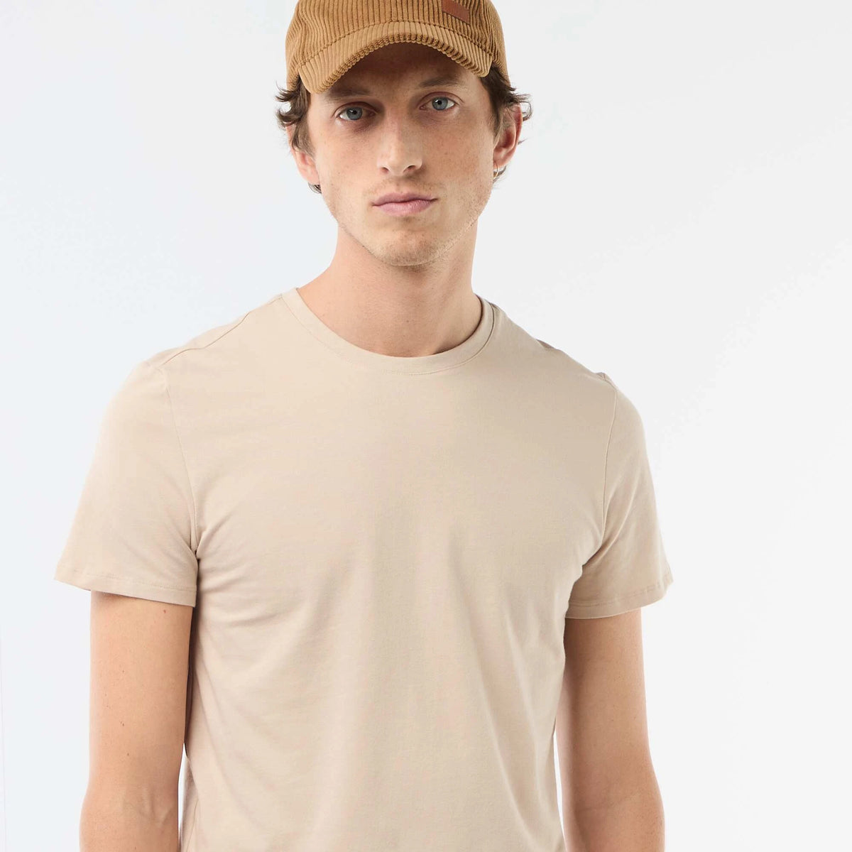 T-shirt homme en coton à col rond - Bleu